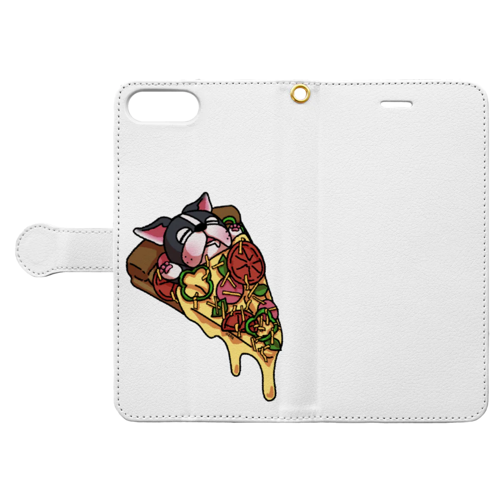 出雲がらのおいしいボステリpizza Book-Style Smartphone Case:Opened (outside)