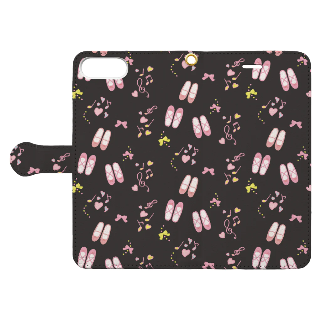 K's Jewelsのバレエくろ Book-Style Smartphone Case:Opened (outside)