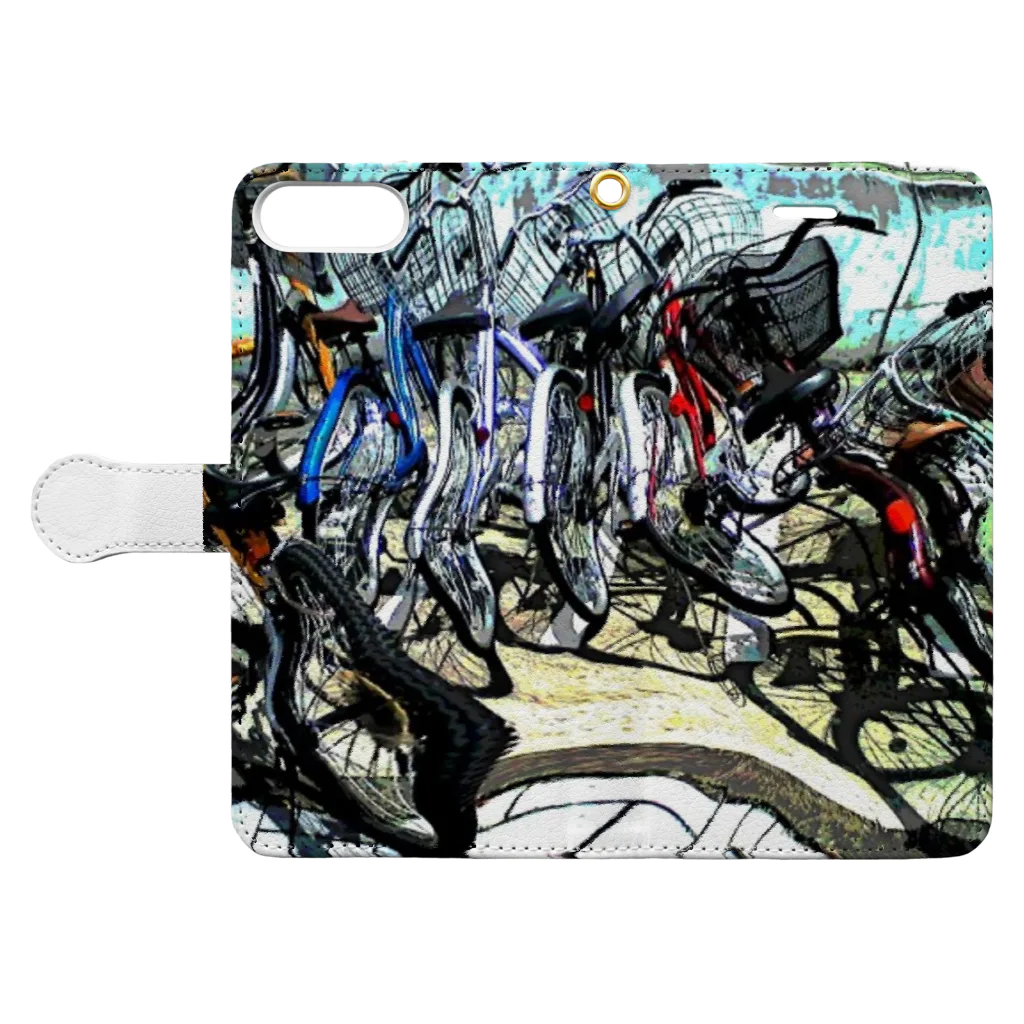 日々好日屋2号店の自転車ドミノ Book-Style Smartphone Case:Opened (outside)