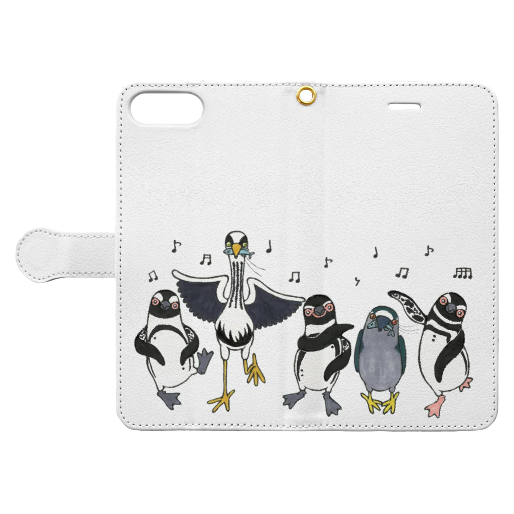 penguininkoのhappiness Dancing  Book-Style Smartphone Case:Opened (outside)