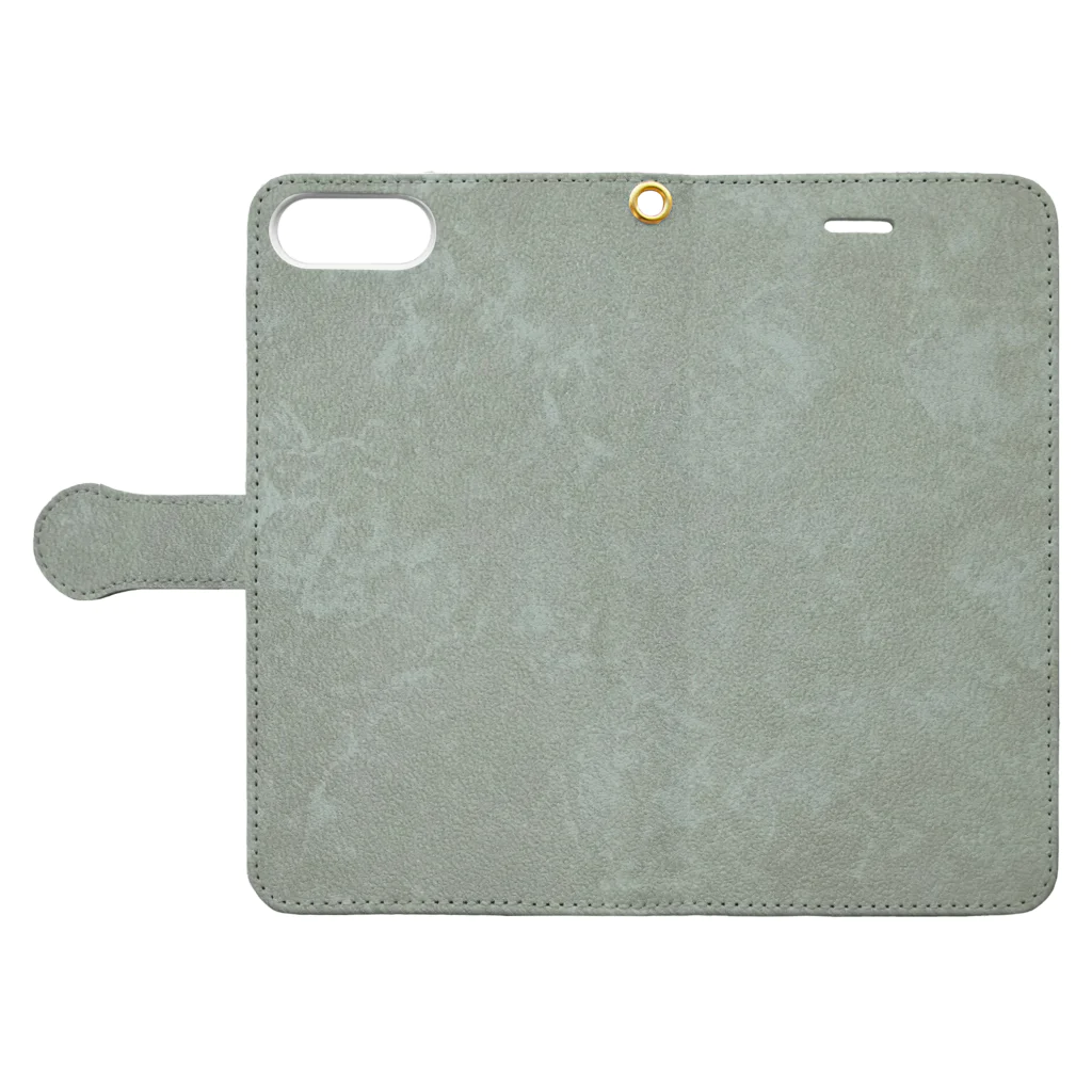 Green-Dの石模様調柄 Book-Style Smartphone Case:Opened (outside)