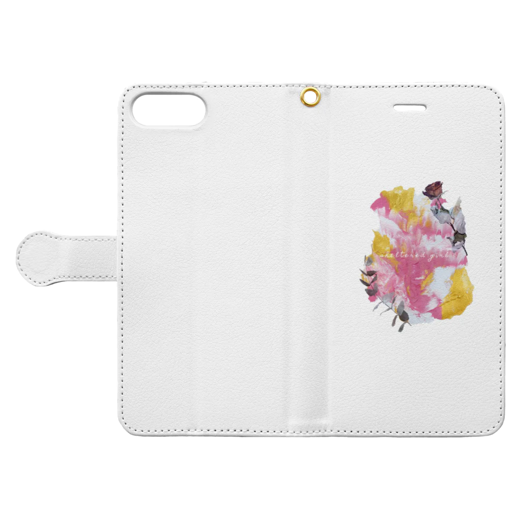 サク＠19メルドリの1th paint 文字入れＶｅｒ． Book-Style Smartphone Case:Opened (outside)