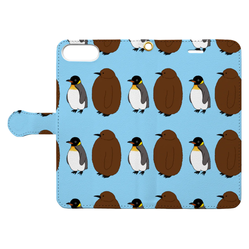 учк¡✼*のペンギンの親子(総柄ver.) Book-Style Smartphone Case:Opened (outside)