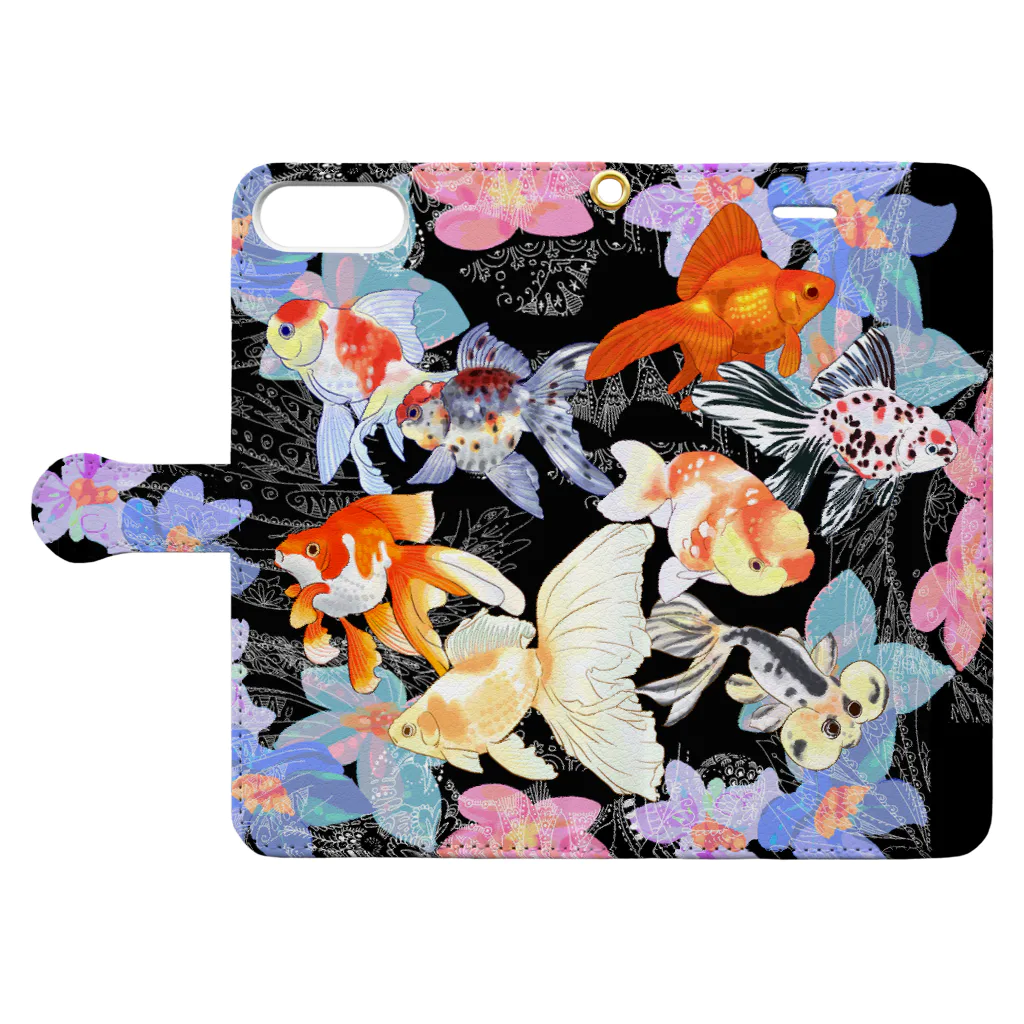 あやるの花と金魚たち Book-Style Smartphone Case:Opened (outside)