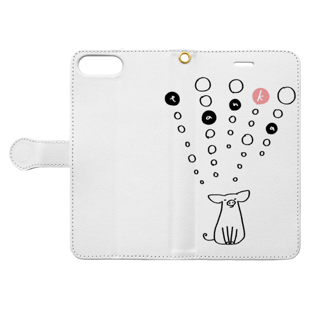 khgchrのtanka／ぶた Book-Style Smartphone Case:Opened (outside)