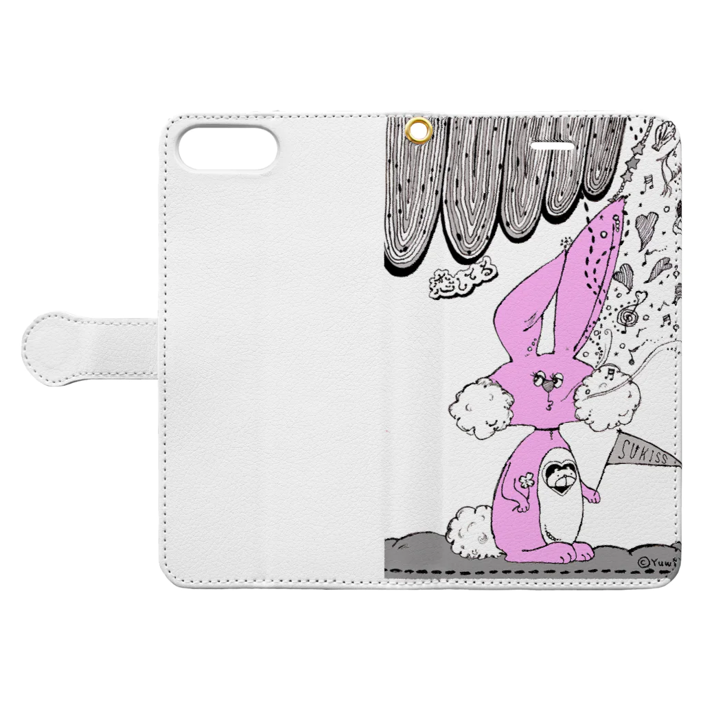 【Yuwiiの店】ゆぅぅぃーのウサ恋★恋してる　イラスト Book-Style Smartphone Case:Opened (outside)