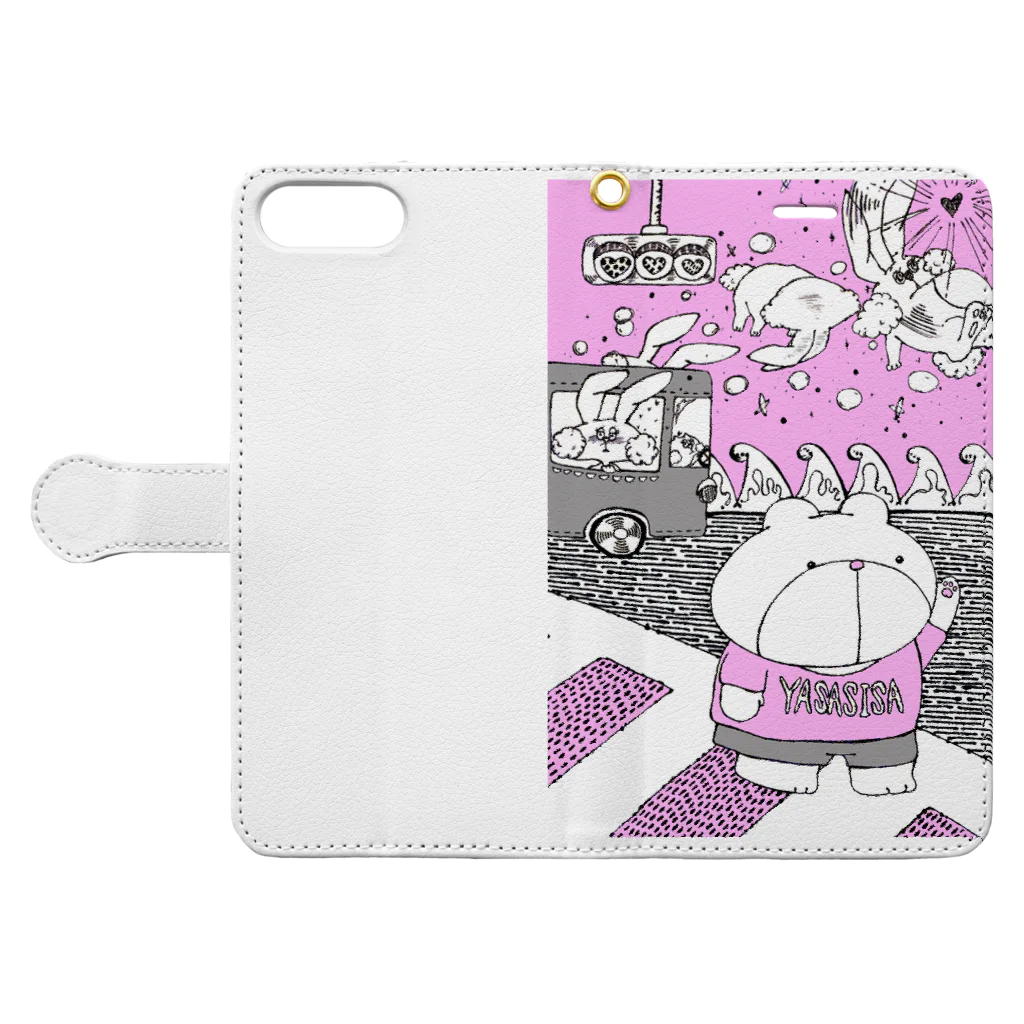 【Yuwiiの店】ゆぅぅぃーのうさ恋★くまさんにズキューーーーーン！ Book-Style Smartphone Case:Opened (outside)