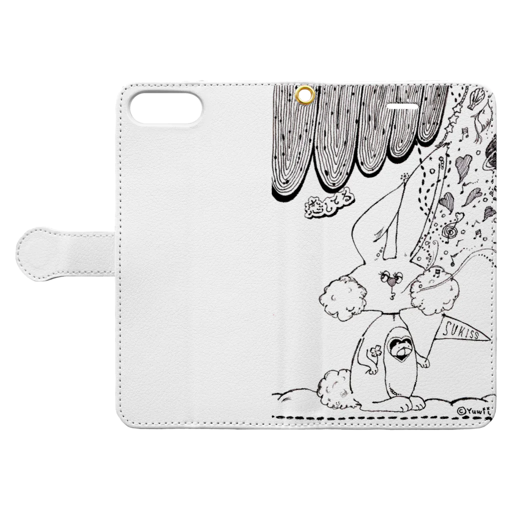 【Yuwiiの店】ゆぅぅぃーのうさ恋★白黒に〠恋してる Book-Style Smartphone Case:Opened (outside)