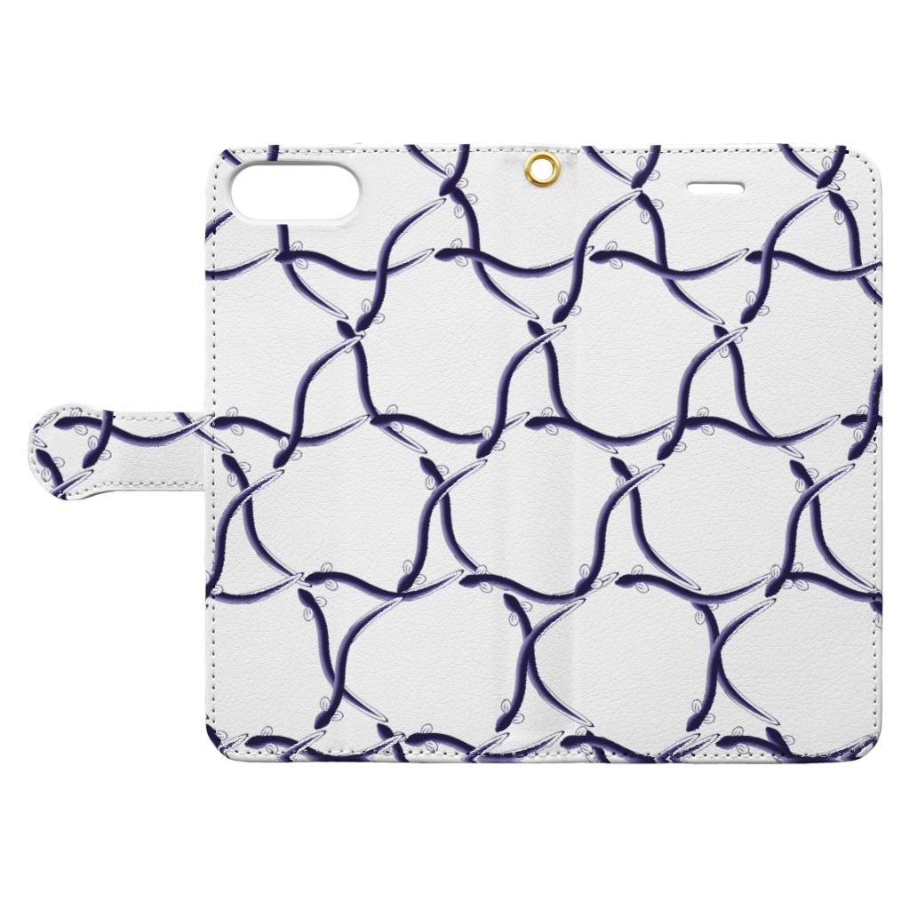 杜の魚の籠目の鰻 Book-Style Smartphone Case:Opened (outside)
