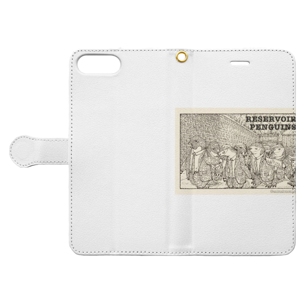animal おのみちのRESERVOIR PENGUINS  Book-Style Smartphone Case:Opened (outside)