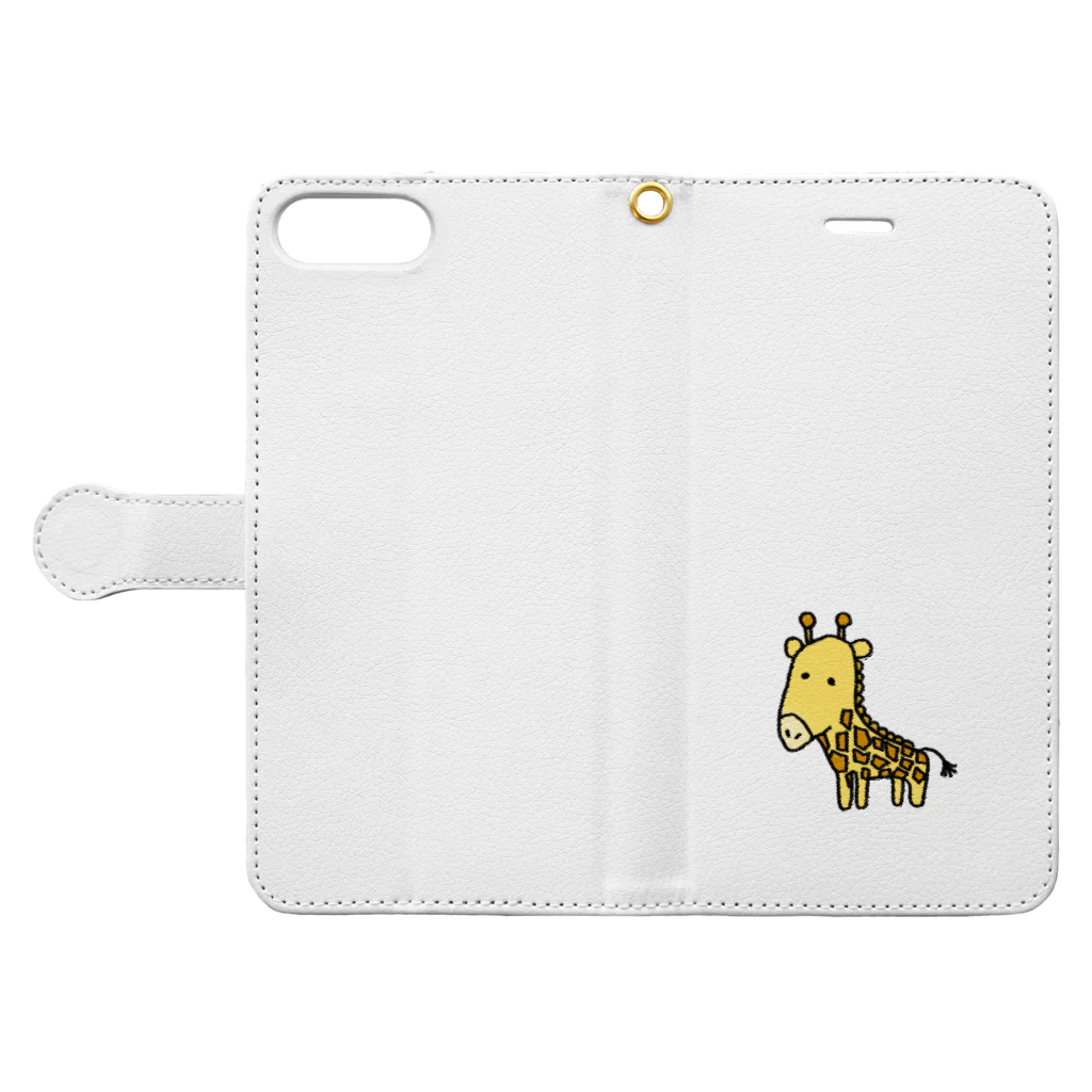 おかしな動物Shopの首の短いきりんくん Book-Style Smartphone Case:Opened (outside)