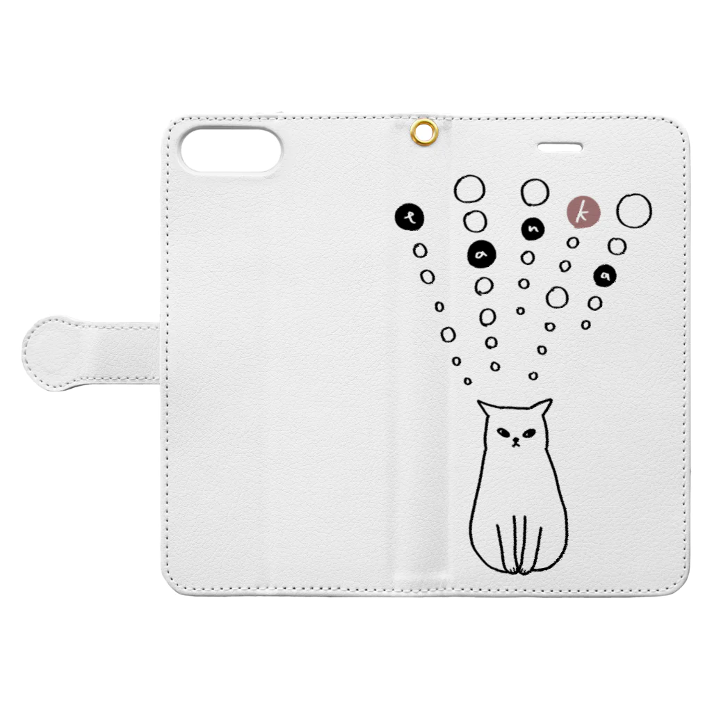 khgchrのtanka／ねこ Book-Style Smartphone Case:Opened (outside)