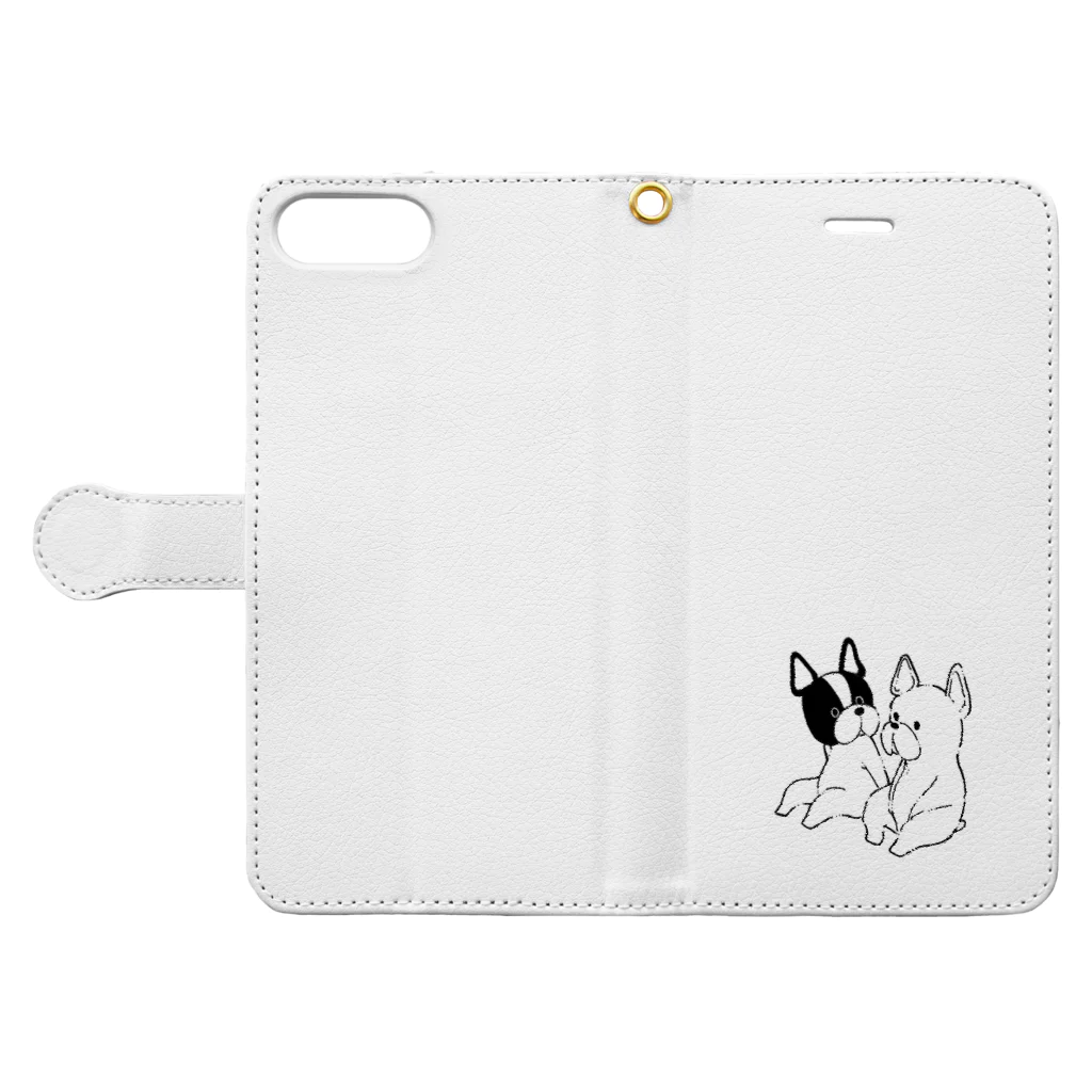 miwaのシンプルフレンチブルドッグ Book-Style Smartphone Case:Opened (outside)