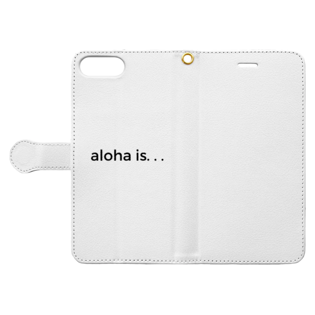 aloha is. . .のsimple logo aloha is... 手帳型スマホケースを開いた場合(外側)