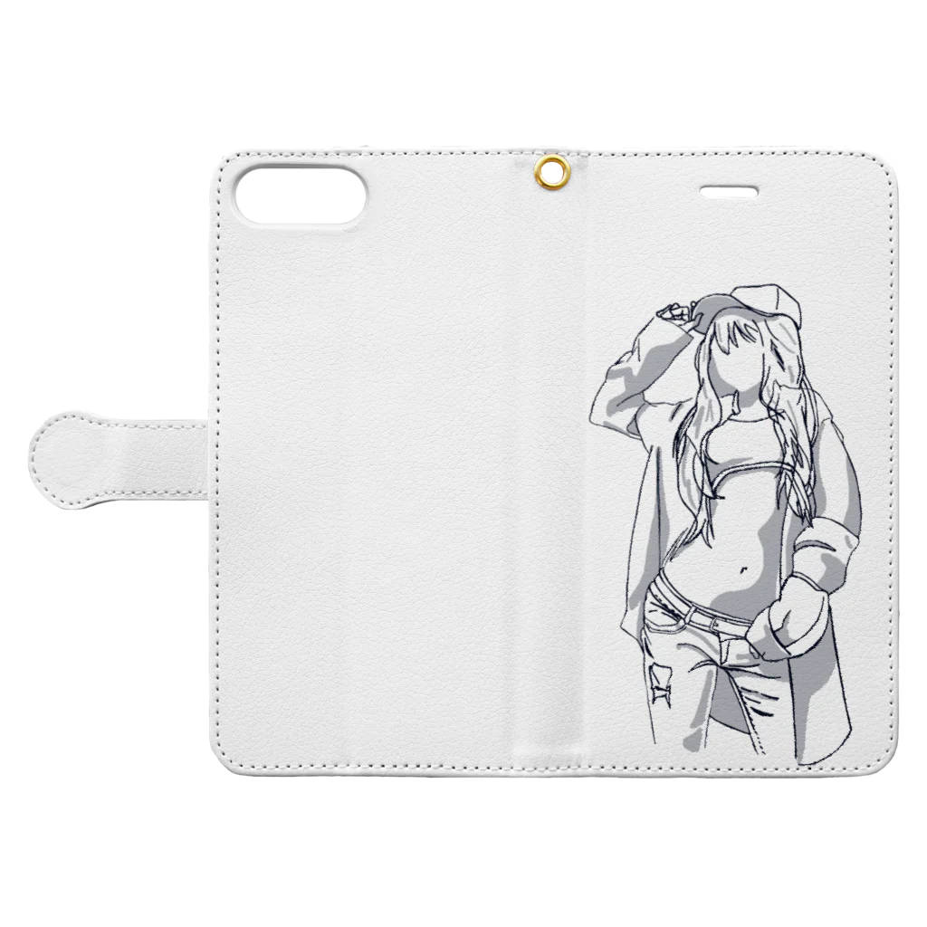 yuuyakeのボーイッシュ女子 Book-Style Smartphone Case:Opened (outside)