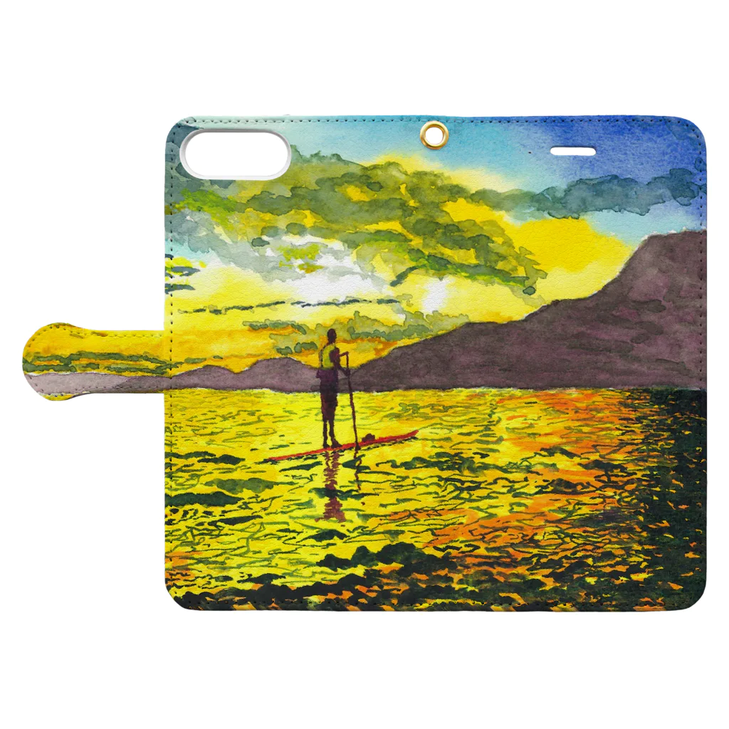 とびしまバイブルの夕日とSUP Book-Style Smartphone Case:Opened (outside)