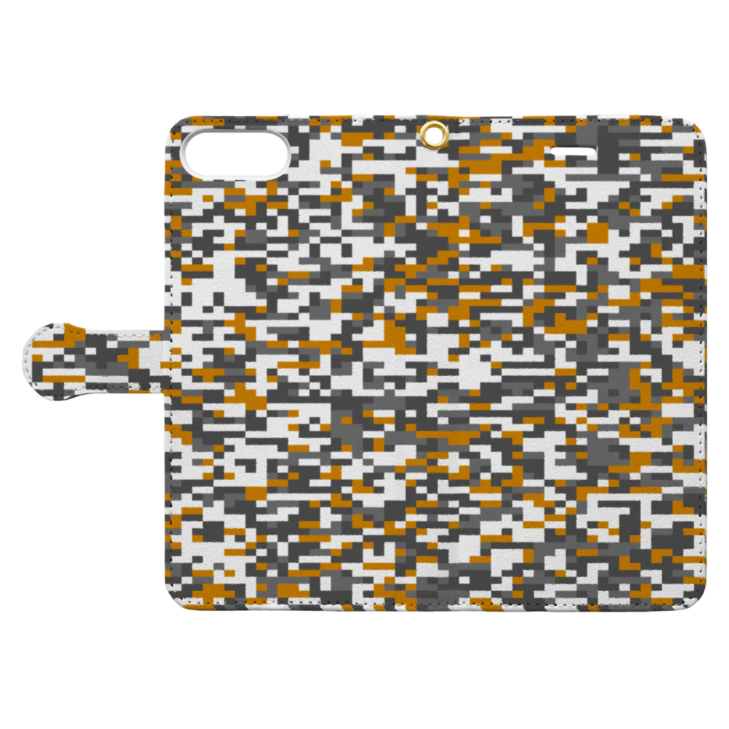 Military Casual LittleJoke のPixCamo 猫色 Mike 手帳型スマホケースを開いた場合(外側)