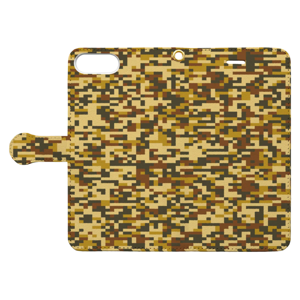 Military Casual LittleJoke のPixCamo 猫色 KijiTora  手帳型スマホケースを開いた場合(外側)