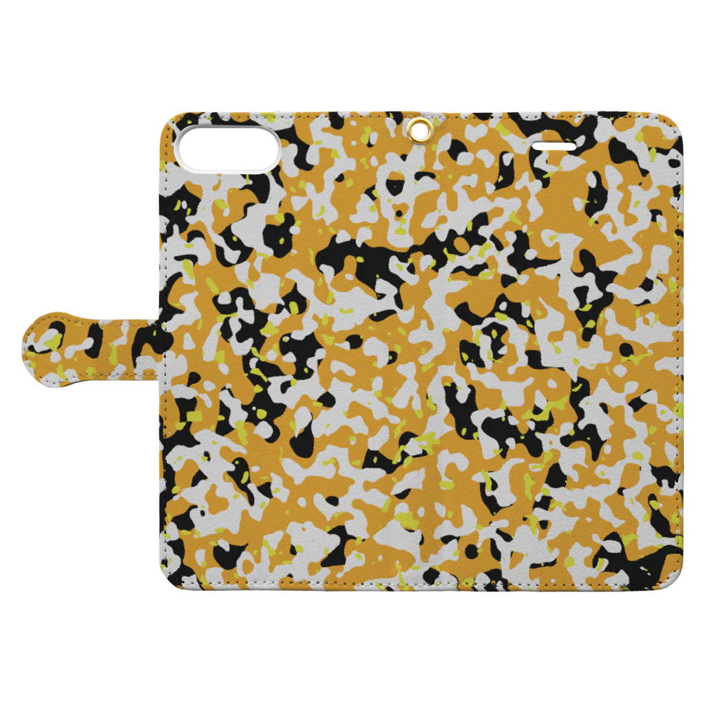 Military Casual LittleJoke のCamo AGR Yellow アグレッサー迷彩 黄色 手帳型スマホケースを開いた場合(外側)