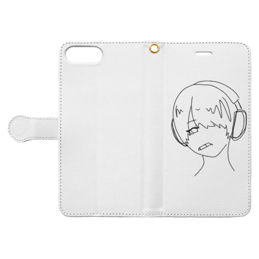 PaPoちゃん！！のペン描きベッドホンくん Book-Style Smartphone Case:Opened (outside)