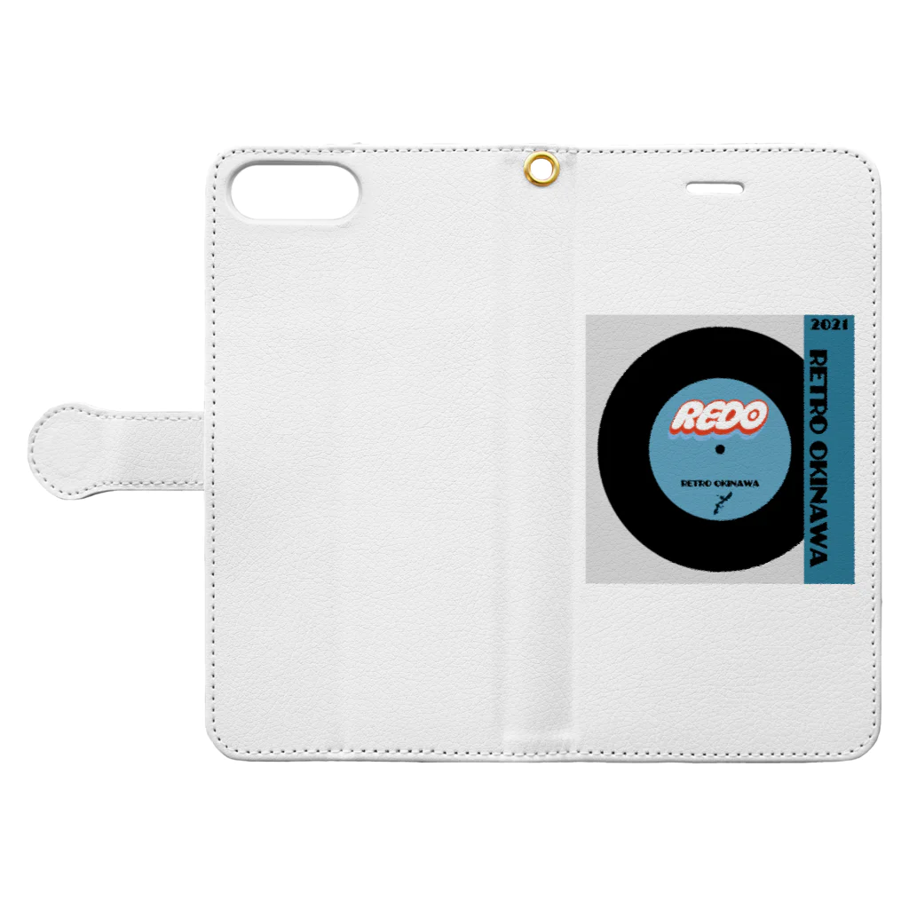 REDOのレコード(ブルー) Book-Style Smartphone Case:Opened (outside)