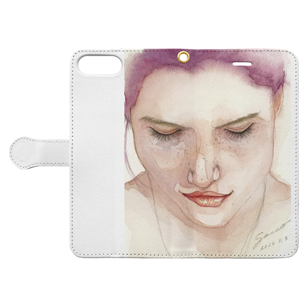 sacco_in offical goodsのCool Beauty Book-Style Smartphone Case:Opened (outside)