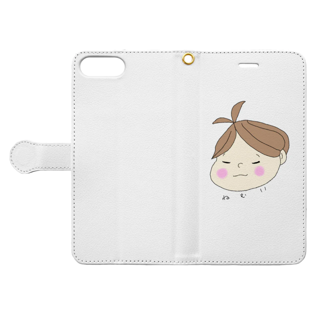 こんわちわんのねむい Book-Style Smartphone Case:Opened (outside)