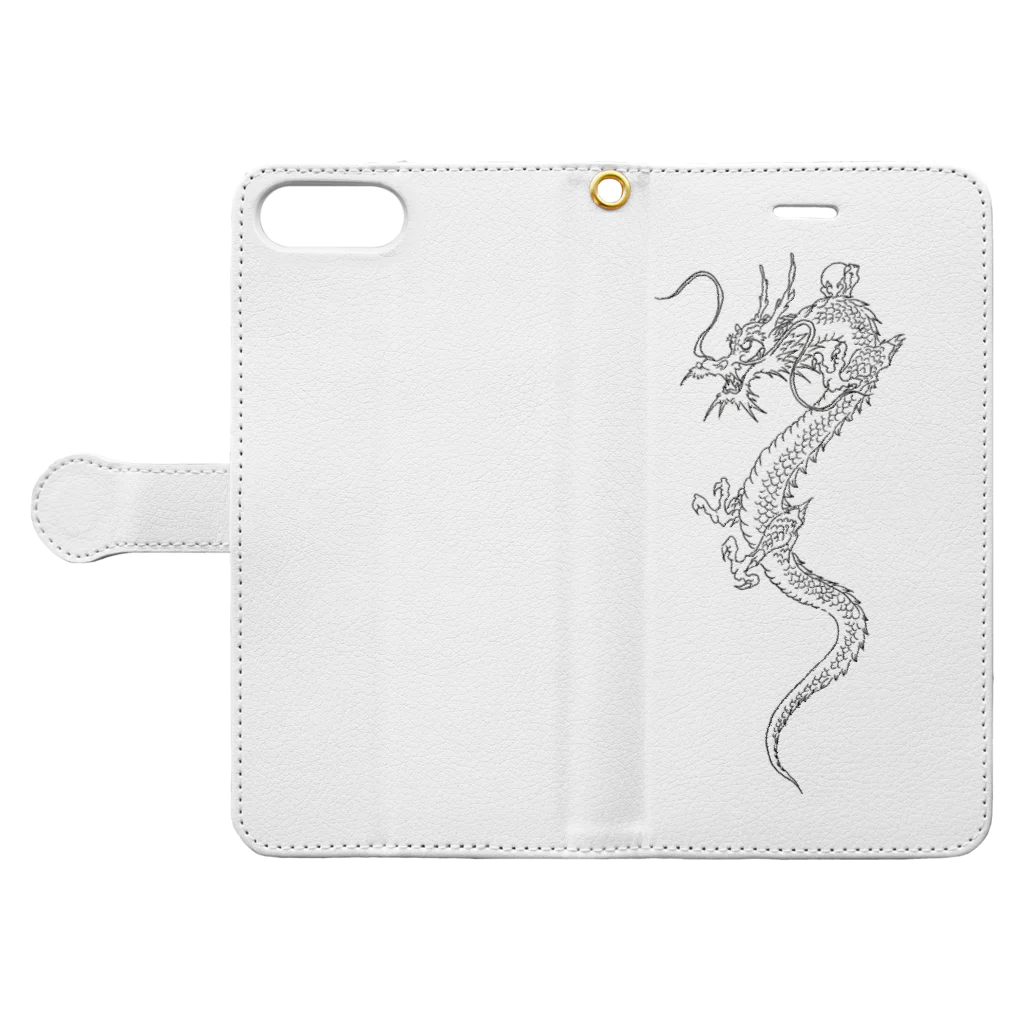 Skull-bankのH-dragon　和柄　龍 Book-Style Smartphone Case:Opened (outside)