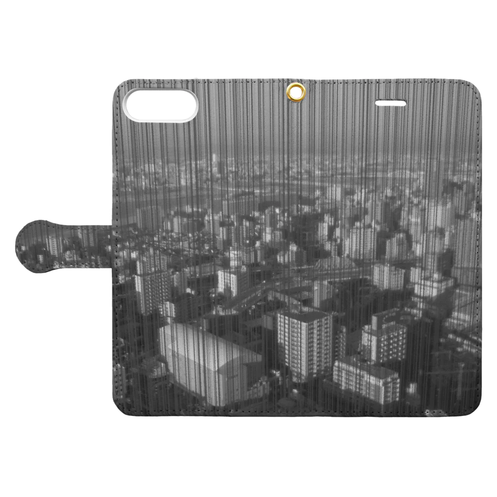 crowolf のstreet scene Book-Style Smartphone Case:Opened (outside)