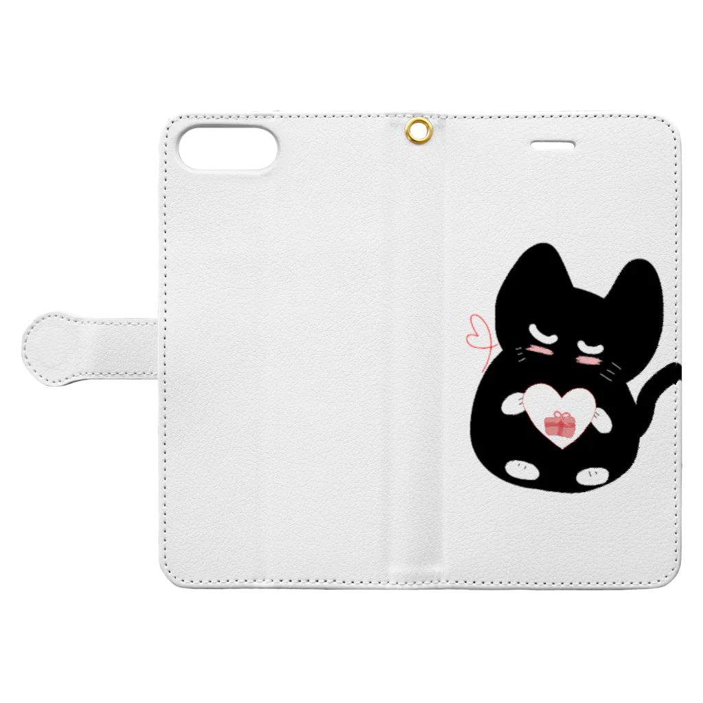 たまねこのプレゼント猫 Book-Style Smartphone Case:Opened (outside)