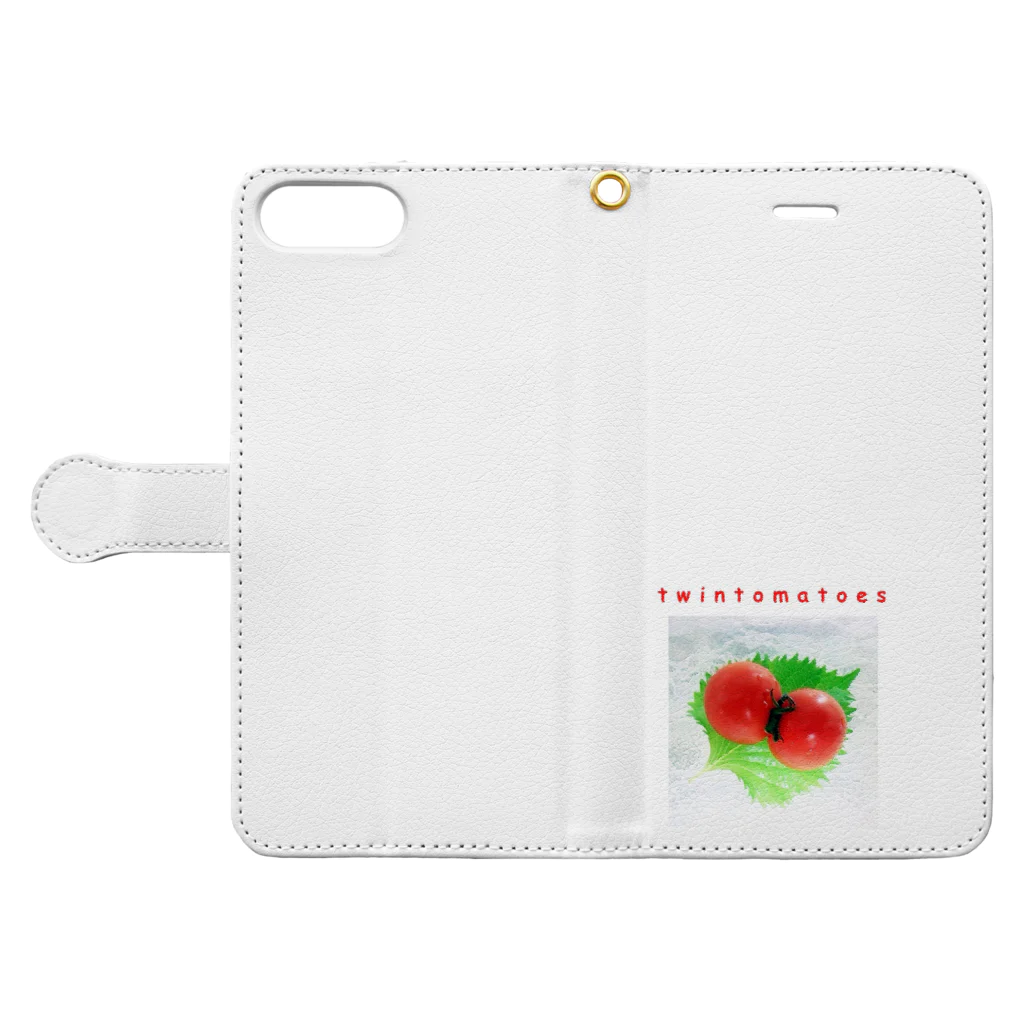 La Rose FleurのTwin Cherry Tomatoes（ツインチェリートマトちゃん♪） Book-Style Smartphone Case:Opened (outside)