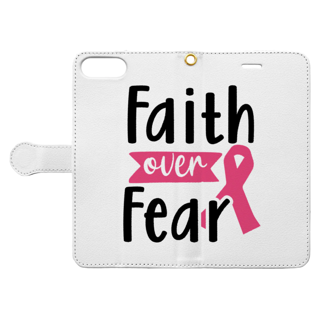 Fred HorstmanのBreast Cancer - Faith Over Fear  乳がん - 恐怖 に 対する 信仰 Book-Style Smartphone Case:Opened (outside)