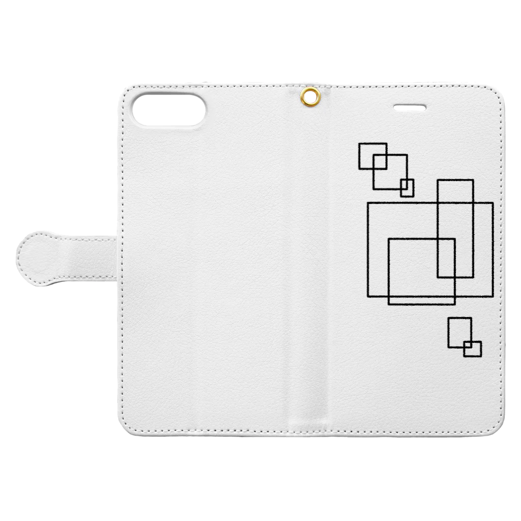 マル　サンカク　シカクのシカク Book-Style Smartphone Case:Opened (outside)