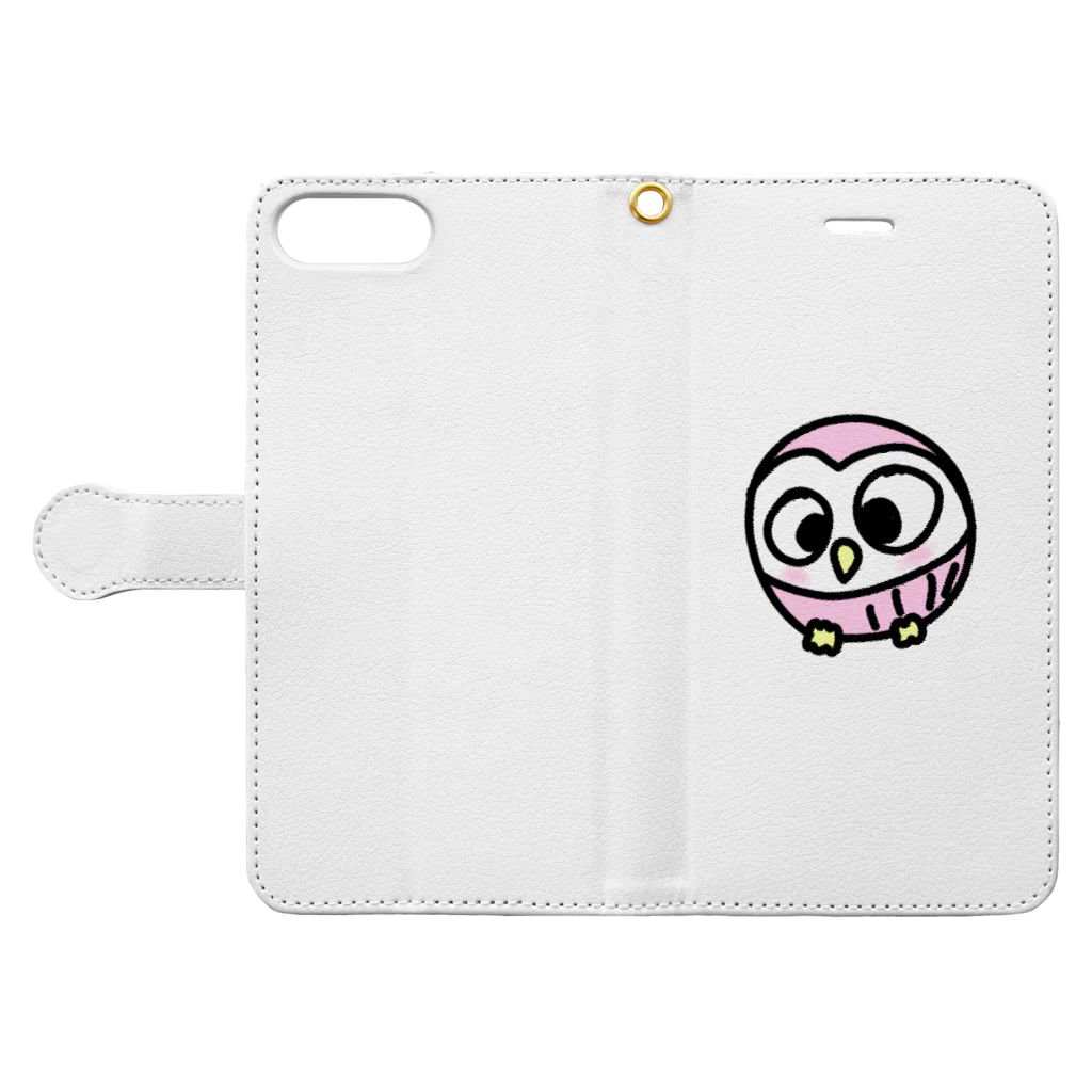 フクロウちゃんの隠れ家のパステルフクロウちゃん Book-Style Smartphone Case:Opened (outside)