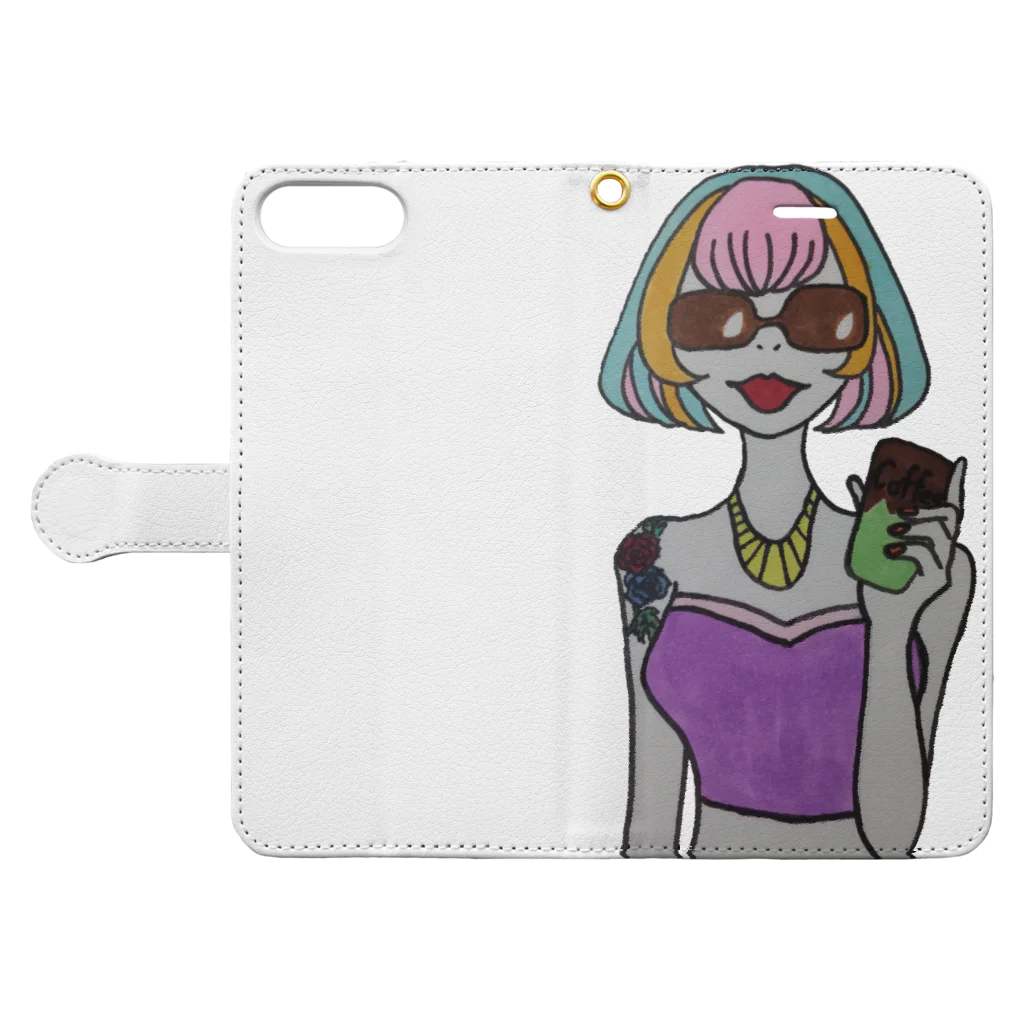 S2ショップのColorful Hair Woman No.2 Book-Style Smartphone Case:Opened (outside)