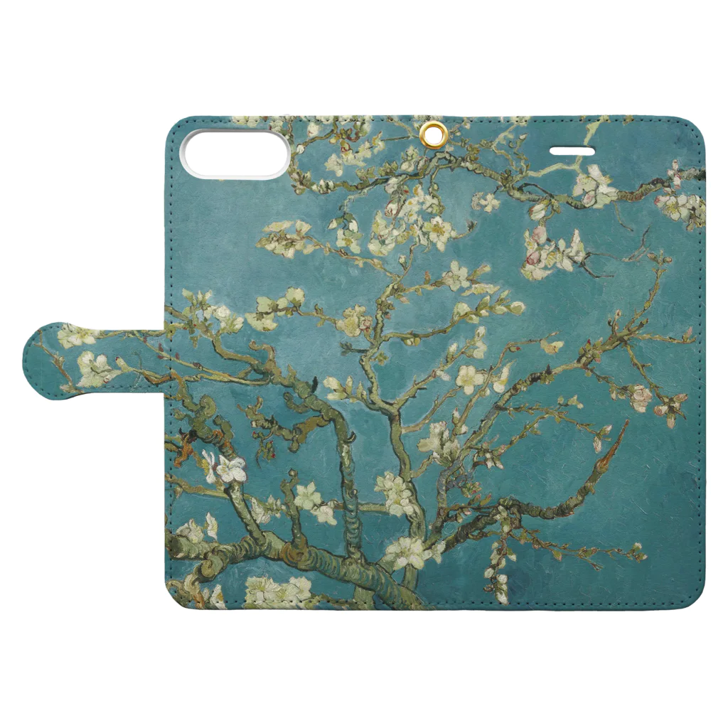 X-Artのゴッホ / 花咲くアーモンドの木の枝(1890) 手帳型スマホケースを開いた場合(外側)