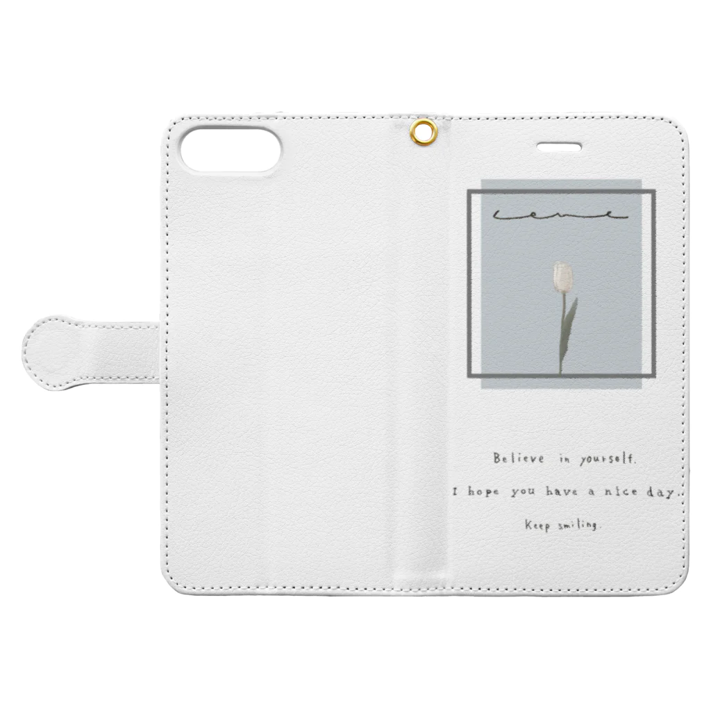 rilybiiのgrayiceBlue × Creamtulip Book-Style Smartphone Case:Opened (outside)