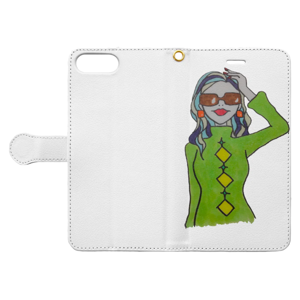 S2ショップのColorful Hair Woman No.5 Book-Style Smartphone Case:Opened (outside)