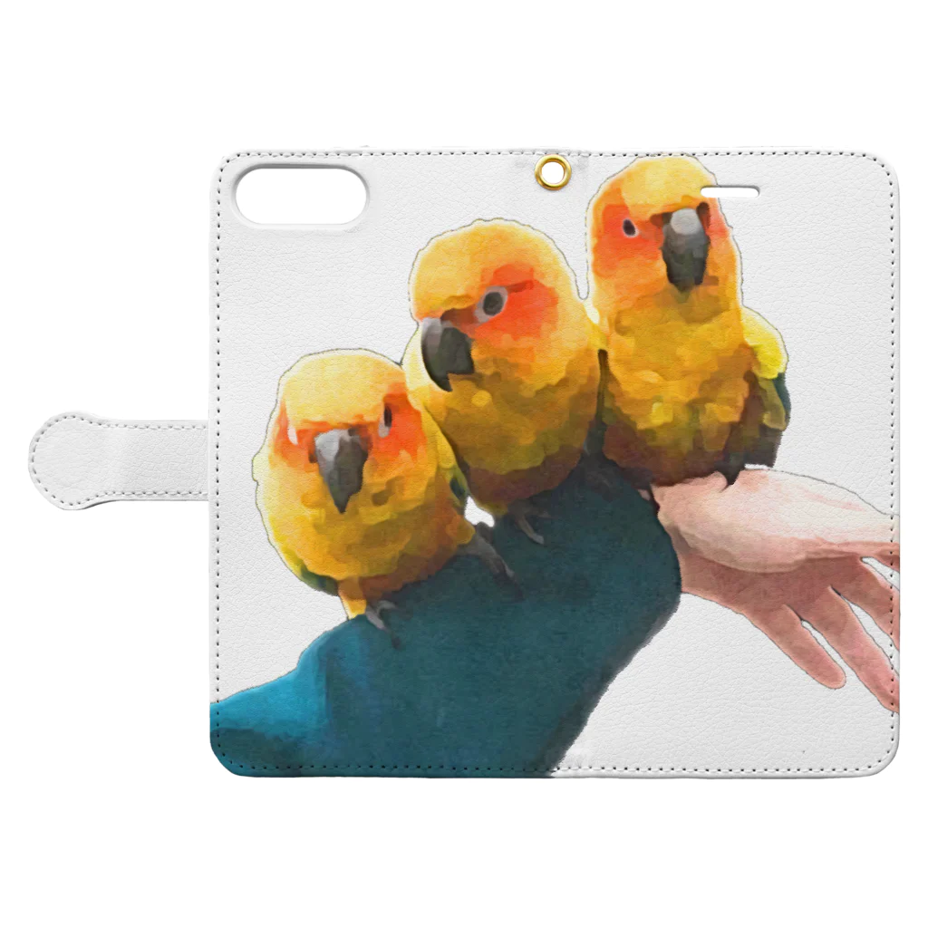 鳥愛のインコ Book-Style Smartphone Case:Opened (outside)