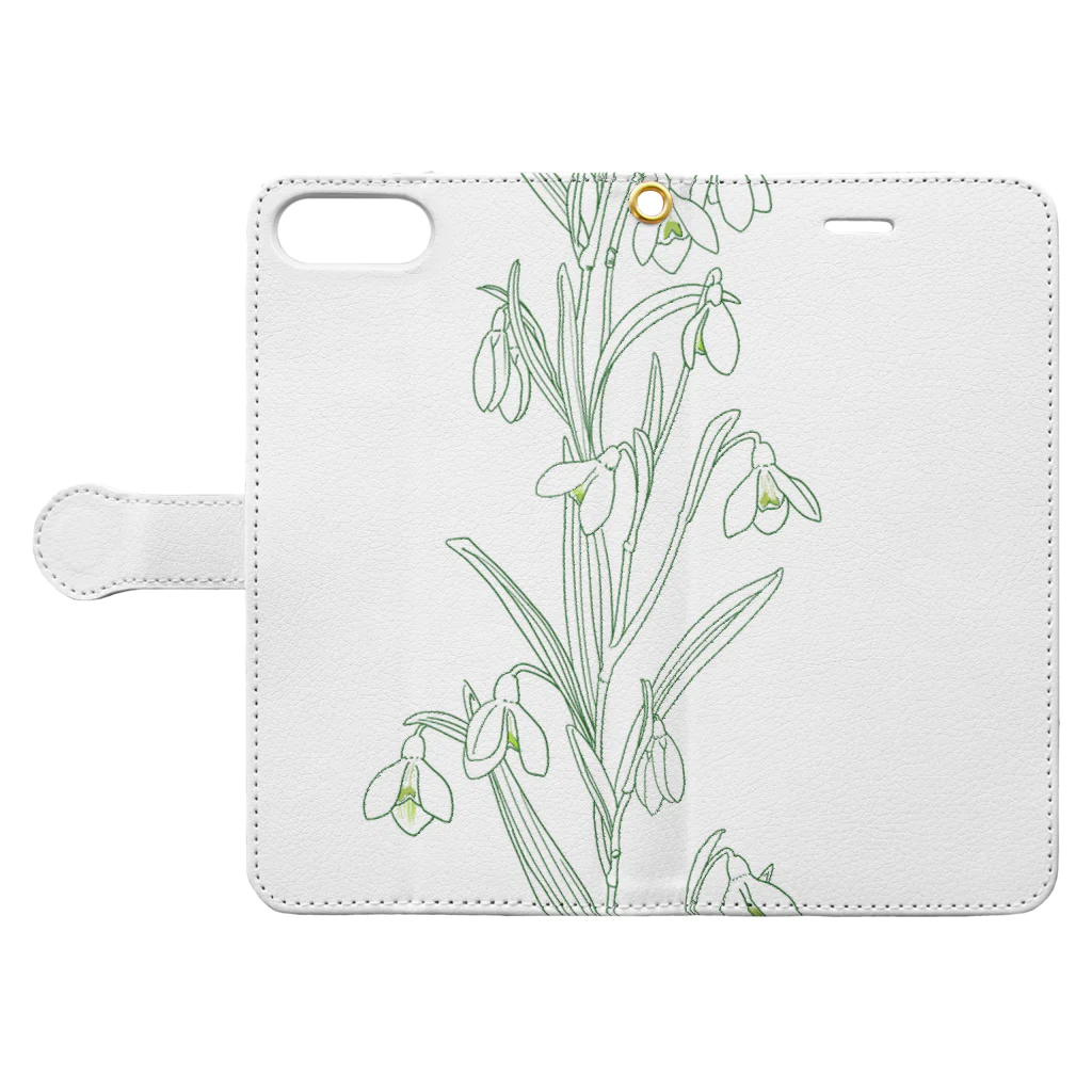 UsamaruのElegant Snow Drops Book-Style Smartphone Case:Opened (outside)