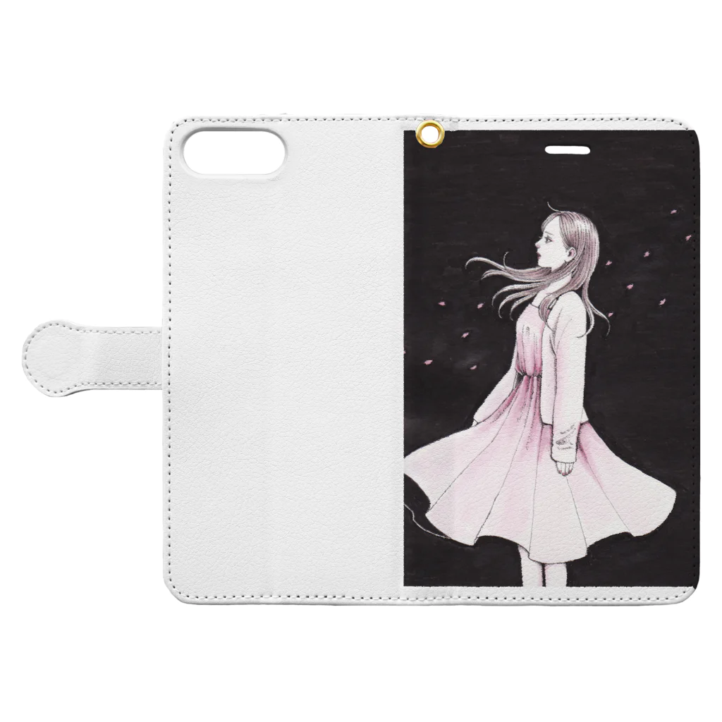 夏目 律の徒桜 Book-Style Smartphone Case:Opened (outside)