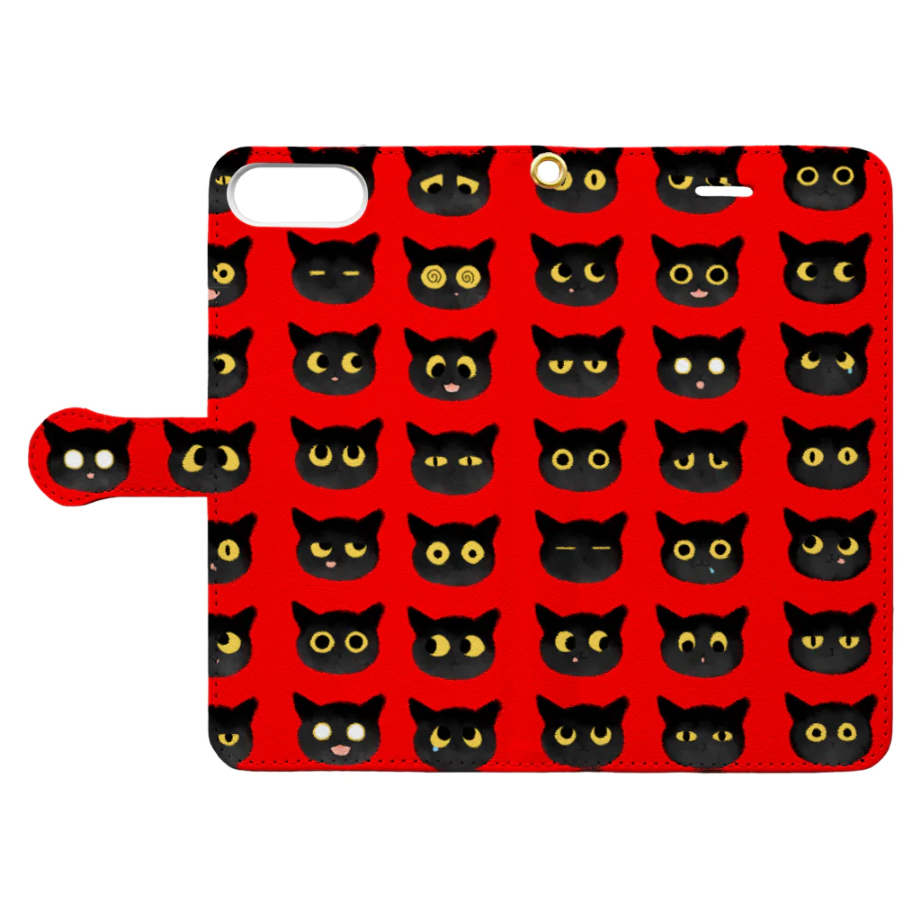 SHOP ベアたんの黒猫のタンゴ レッド Book-Style Smartphone Case:Opened (outside)