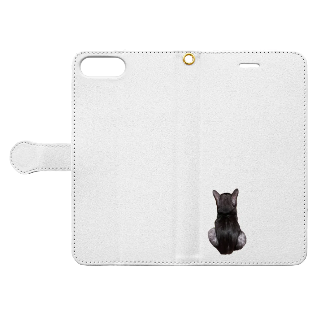 nya nya*のバックショットねこ Book-Style Smartphone Case:Opened (outside)