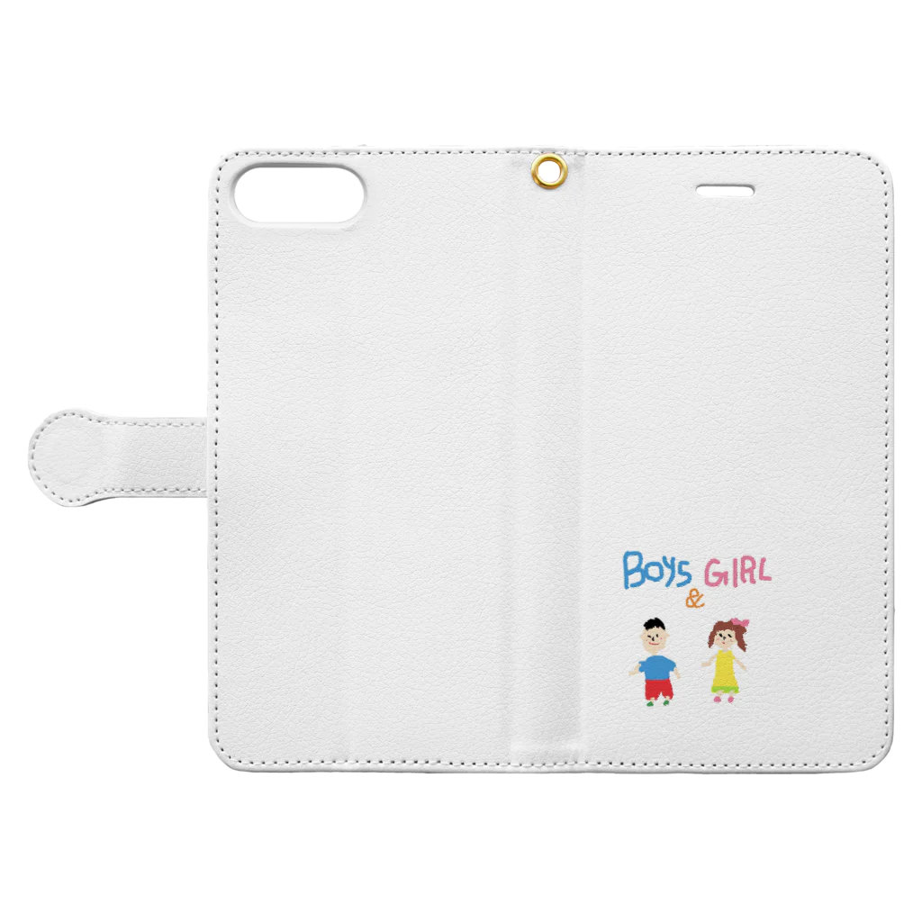 絵が下手な人。のBoys & Girls Book-Style Smartphone Case:Opened (outside)