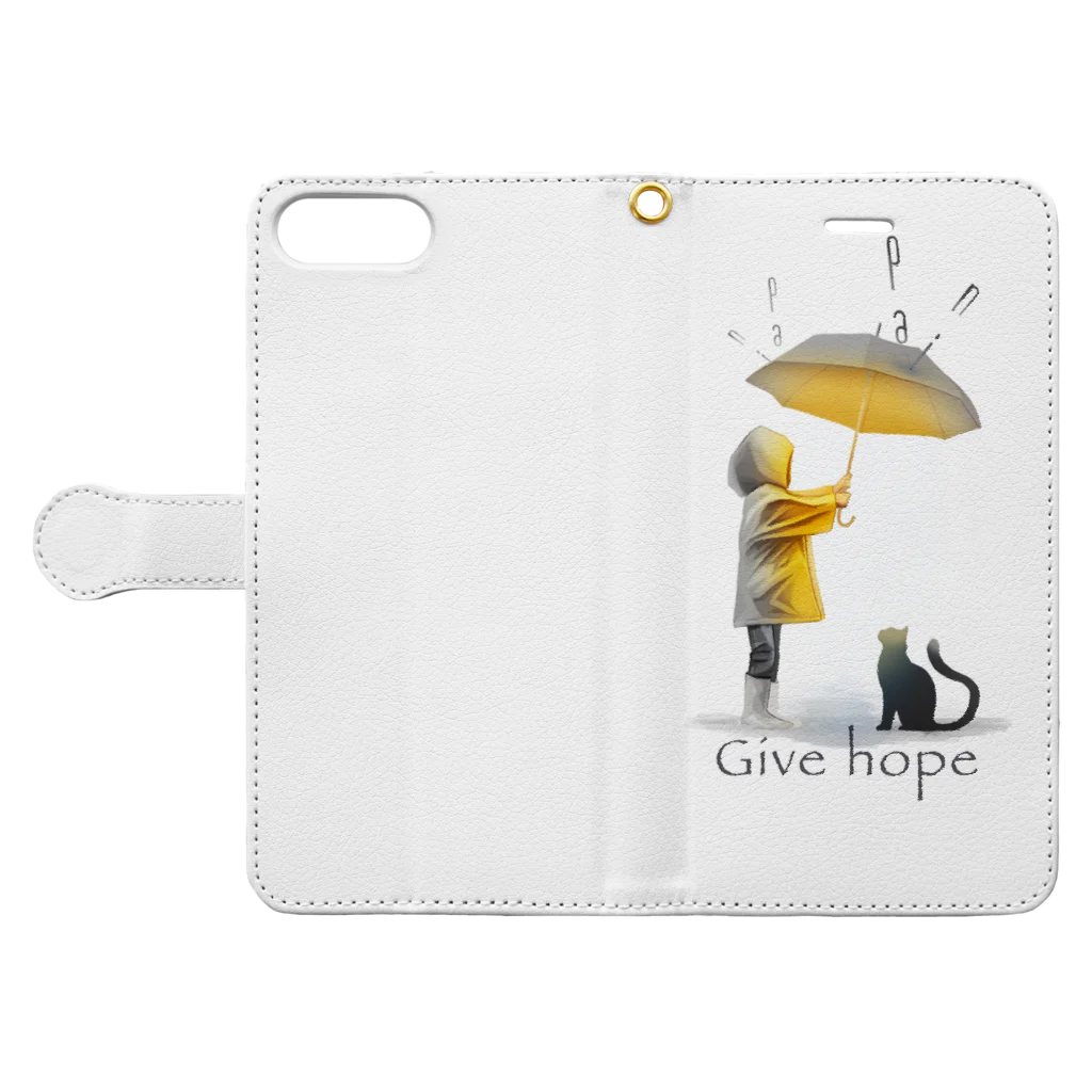 rainのGive hope Book-Style Smartphone Case:Opened (outside)