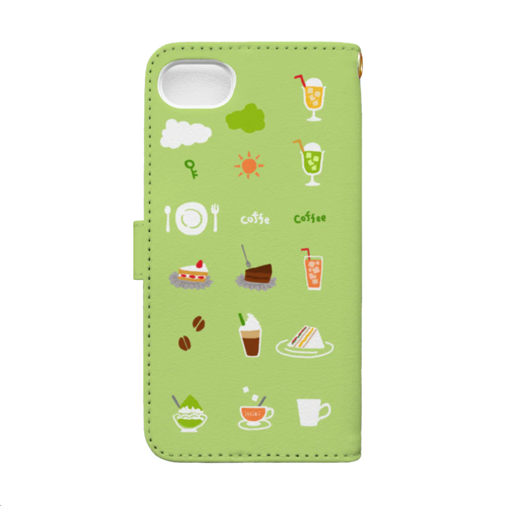 喫茶角砂糖の喫茶店柄（ピスタチオ） Book-Style Smartphone Case :back