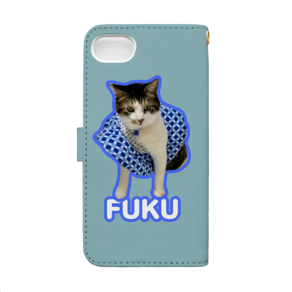 保護猫支援ショップ・パール女将のお宿の福ちゃんみるさんスマホケース Book-Style Smartphone Case :back