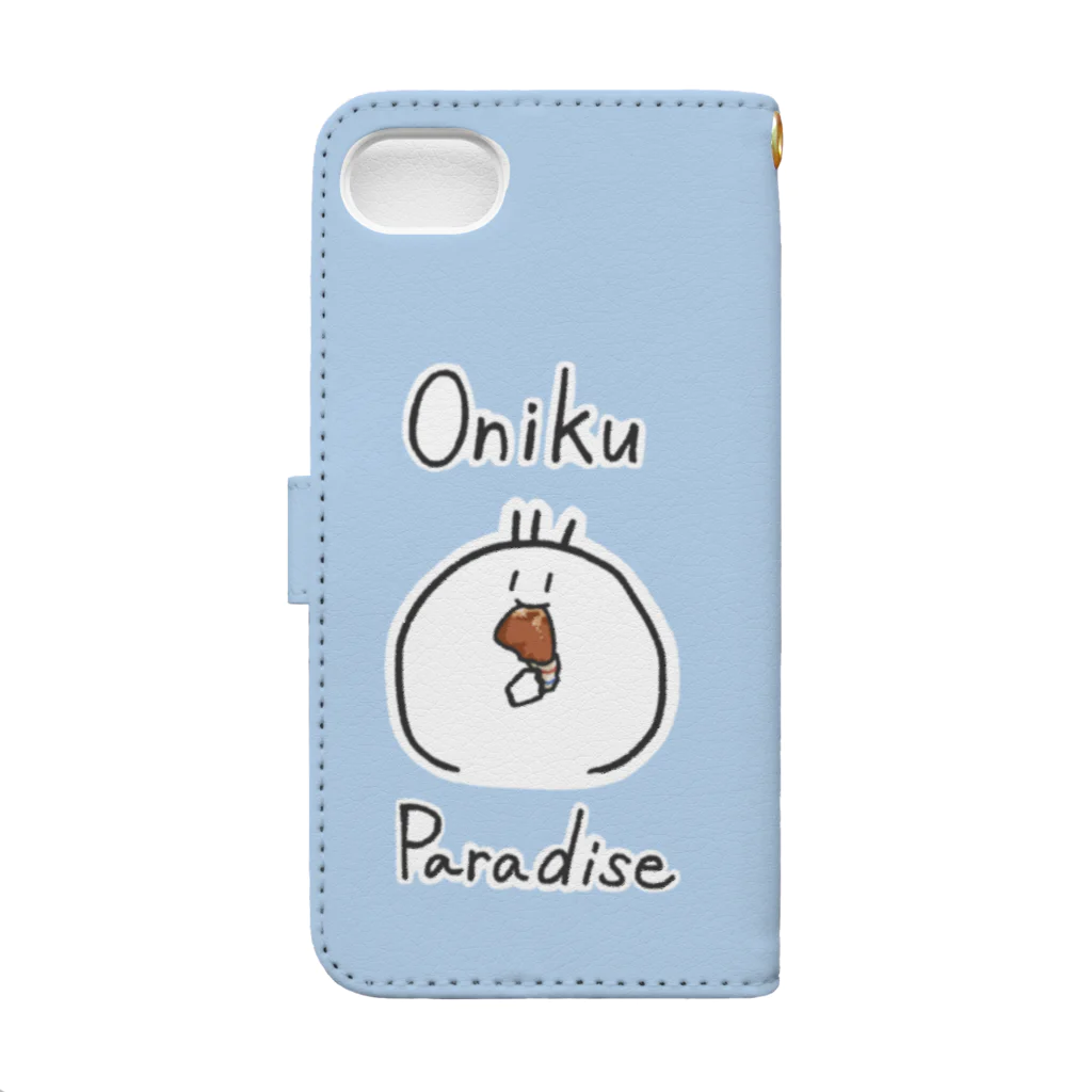 獅子のOniku Paradise(お肉パラダイス・ブルー) 手帳型スマホケースの裏面