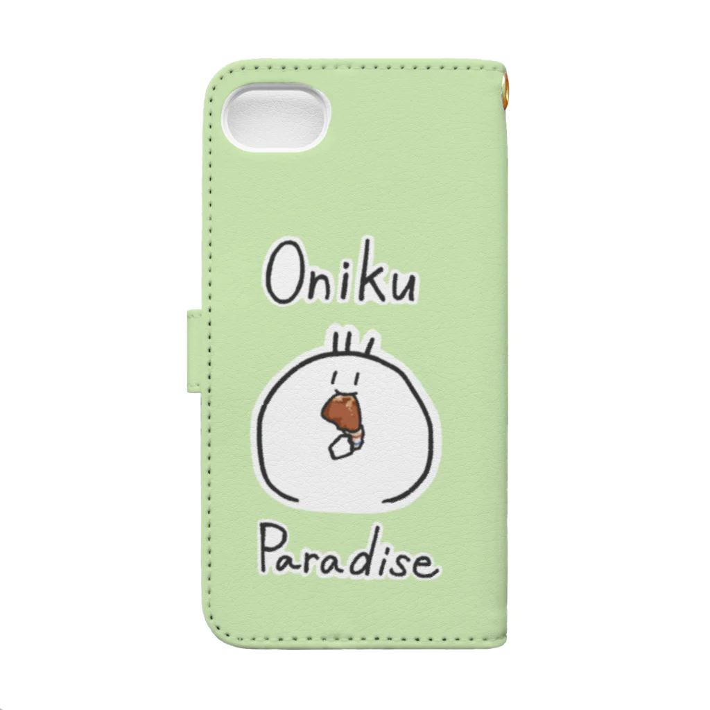 獅子のOniku Paradise(お肉パラダイス・グリーン) Book-Style Smartphone Case :back