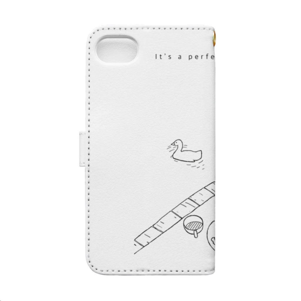 kiki25の水辺でピクニック  (線画) Book-Style Smartphone Case :back